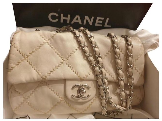 Timeless Borsa a mano Chanel in pelle d'agnello crema Crudo - vista 5