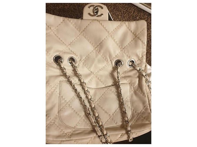Timeless Borsa a mano Chanel in pelle d'agnello crema Crudo - vista 7
