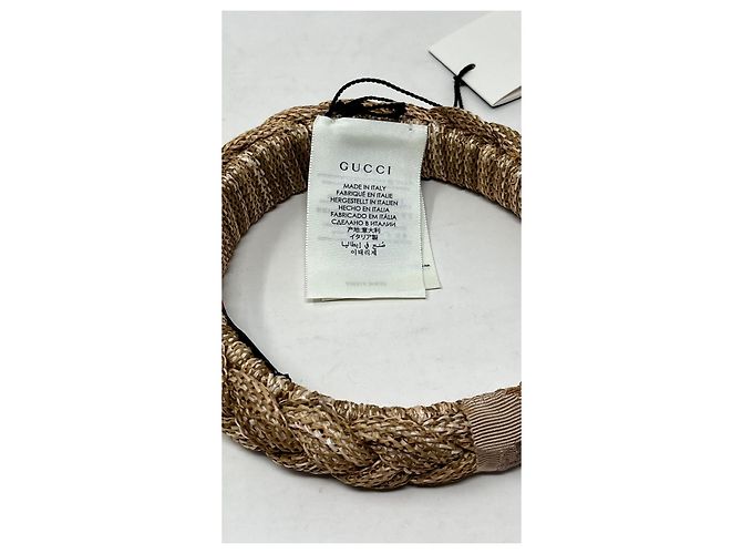 Marmont Diadema Gucci de rafia marrón Talla M - vista 4