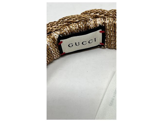 Marmont Diadema Gucci de rafia marrón Talla M - vista 6