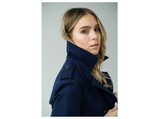 Casaco / trench de algodão da coleção SS 2013 da Chanel e Karl Lagerfeld 13P Azul marinho - vista 10
