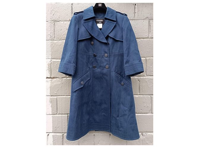 Casaco / trench de algodão da coleção SS 2013 da Chanel e Karl Lagerfeld 13P Azul marinho - vista 11