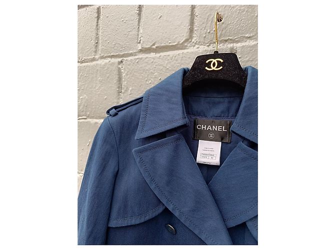 Casaco / trench de algodão da coleção SS 2013 da Chanel e Karl Lagerfeld 13P Azul marinho - vista 12