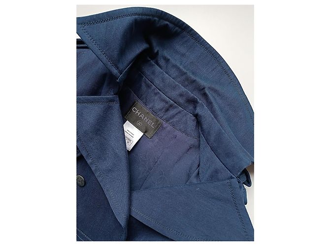 Casaco / trench de algodão da coleção SS 2013 da Chanel e Karl Lagerfeld 13P Azul marinho - vista 16
