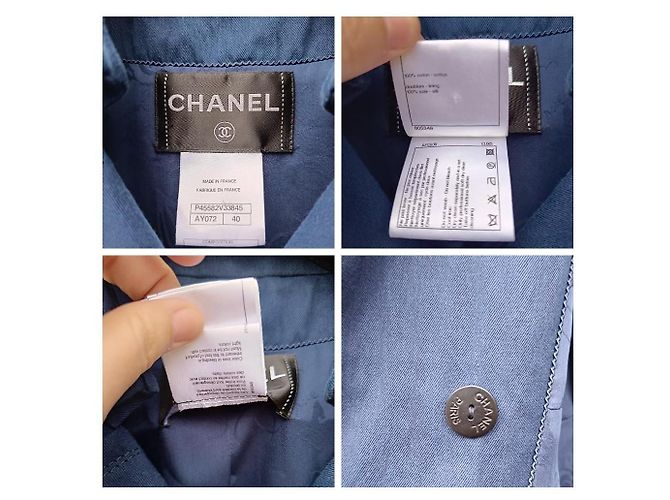 Casaco / trench de algodão da coleção SS 2013 da Chanel e Karl Lagerfeld 13P Azul marinho - vista 17