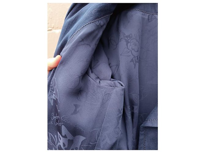 Casaco / trench de algodão da coleção SS 2013 da Chanel e Karl Lagerfeld 13P Azul marinho - vista 19