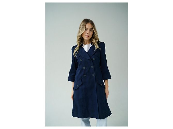 Casaco / trench de algodão da coleção SS 2013 da Chanel e Karl Lagerfeld 13P Azul marinho - vista 6
