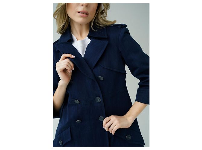 Casaco / trench de algodão da coleção SS 2013 da Chanel e Karl Lagerfeld 13P Azul marinho - vista 7