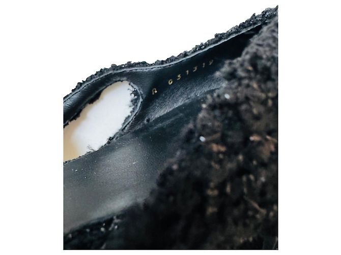 Chanel CC Tweed und Leder Slingbacks Schwarz - Ansicht 19