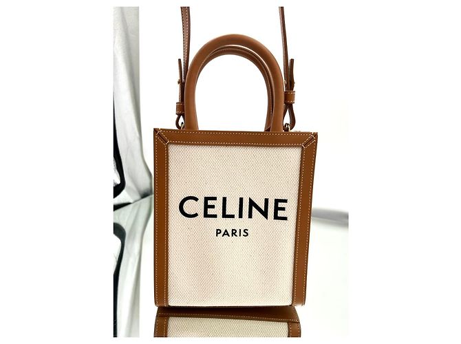Céline Celine 193302 Triomphe Canvas Mini Cabas Tasche Braun Beige - Ansicht 20