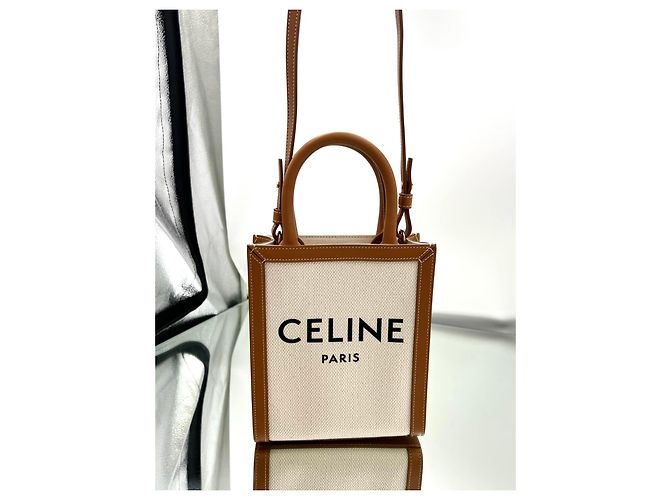 Céline Celine 193302 Triomphe Canvas Mini Cabas Tasche Braun Beige - Ansicht 3