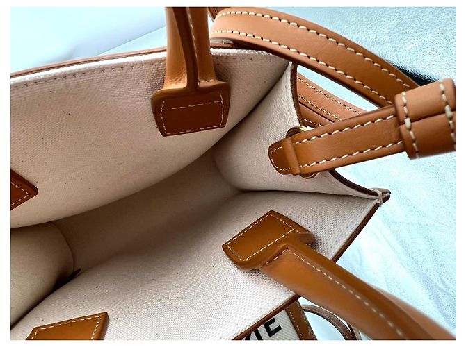 Céline Celine 193302 Triomphe Canvas Mini Cabas Tasche Braun Beige - Ansicht 6