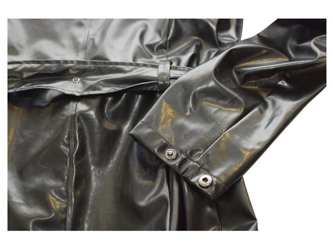 Trench Rains nero leggero con cappuccio e cintura - vista 10