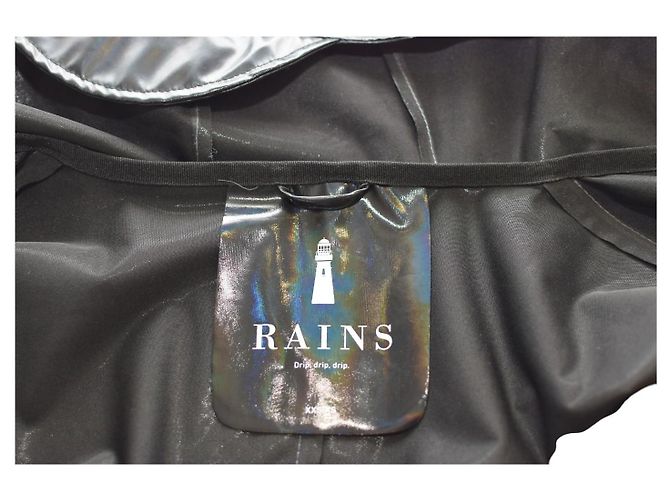 Trench Rains nero leggero con cappuccio e cintura - vista 3