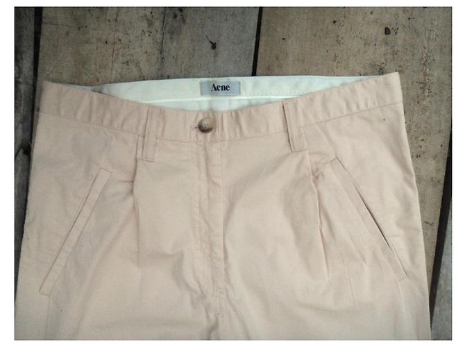 Pantalones Acne beige de algodón - vista 6