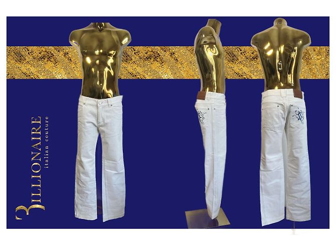 Billionaire Jeans bianchi con ricamo Bianco - vista 5