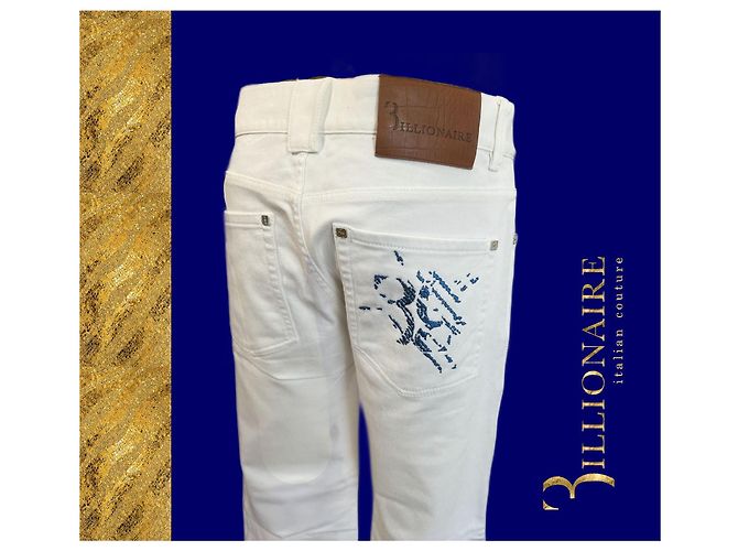 Billionaire Jeans bianchi con ricamo Bianco - vista 7