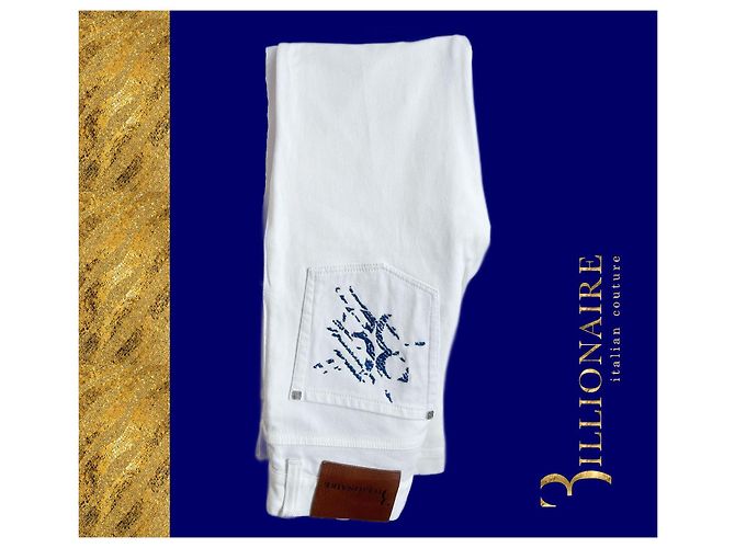 Billionaire Jeans bianchi con ricamo Bianco - vista 8