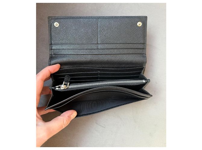 Prada Saffiano Leder Geldbörse Schwarz - Ansicht 10