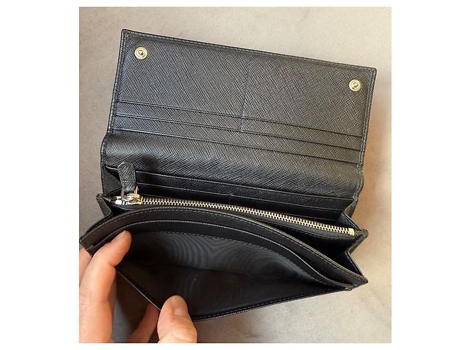 Prada Saffiano Leder Geldbörse Schwarz - Ansicht 12
