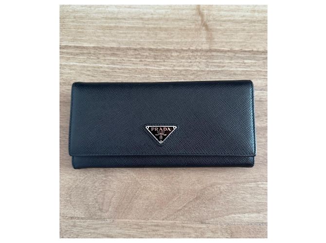 Prada Saffiano Leder Geldbörse Schwarz - Ansicht 3