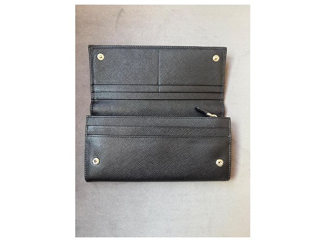 Prada Saffiano Leder Geldbörse Schwarz - Ansicht 8
