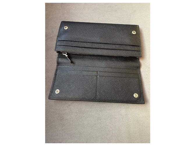 Prada Saffiano Leder Geldbörse Schwarz - Ansicht 9