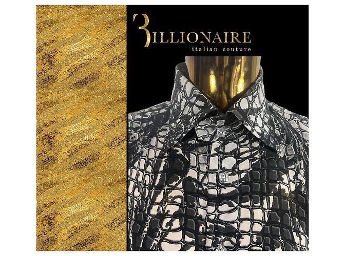 Camicia Billionaire Gold cut Dubai in seta con motivo coccodrillo - vista 10