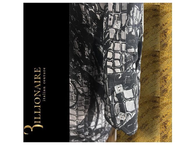 Camicia Billionaire Gold cut Dubai in seta con motivo coccodrillo - vista 12