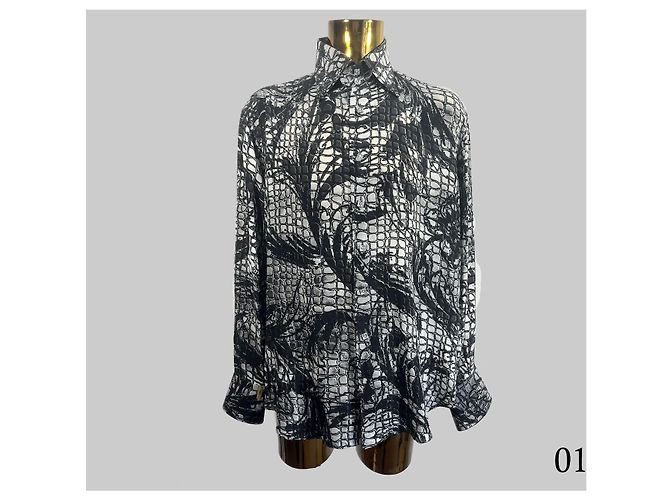 Camicia Billionaire Gold cut Dubai in seta con motivo coccodrillo - vista 2