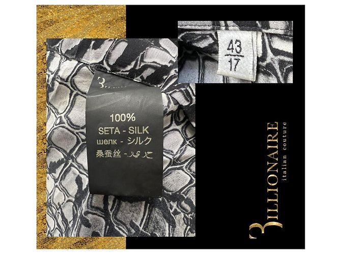 Camicia Billionaire Gold cut Dubai in seta con motivo coccodrillo - vista 4