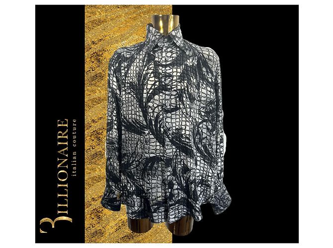 Camicia Billionaire Gold cut Dubai in seta con motivo coccodrillo - vista 5