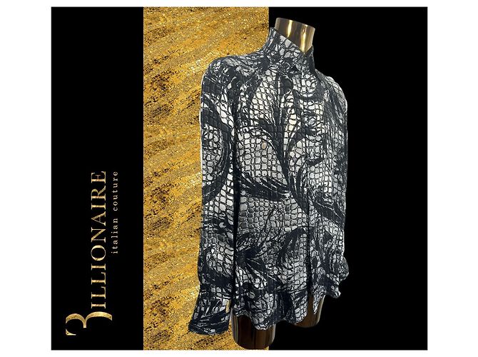 Camicia Billionaire Gold cut Dubai in seta con motivo coccodrillo - vista 6
