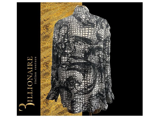 Camicia Billionaire Gold cut Dubai in seta con motivo coccodrillo - vista 7
