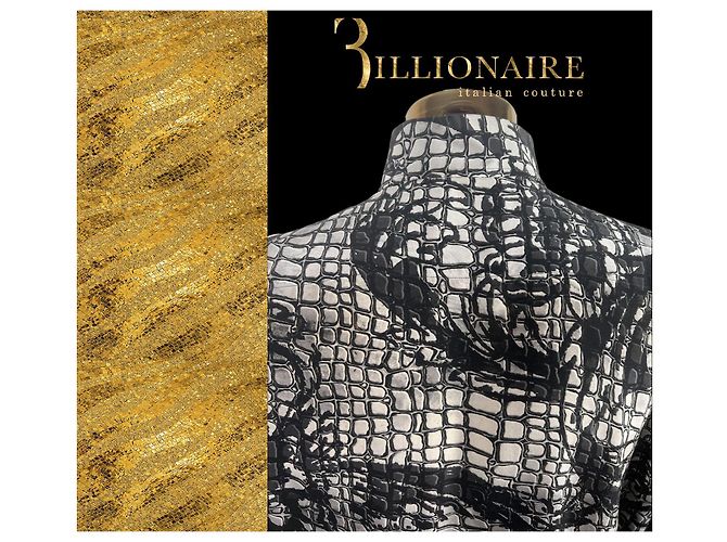 Camicia Billionaire Gold cut Dubai in seta con motivo coccodrillo - vista 9