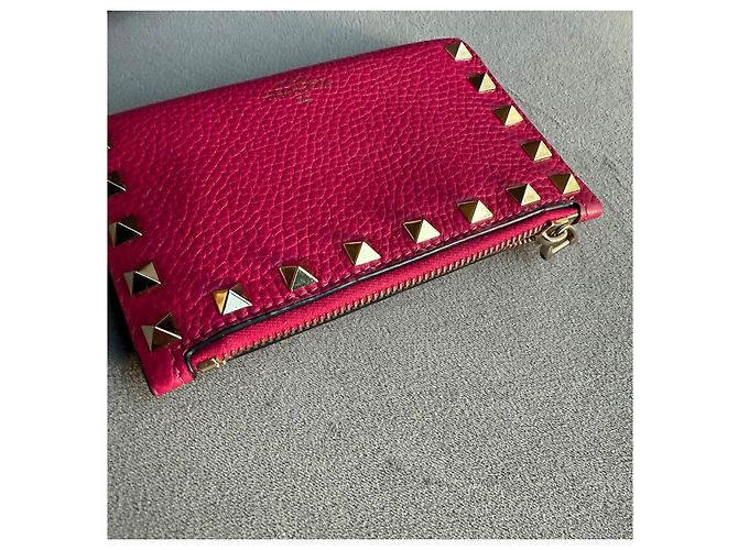 Valentino Garavani Rockstud Zip Kartenhalter Rosa Leder Pink - Ansicht 10