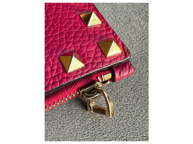 Valentino Garavani Rockstud Zip Kartenhalter Rosa Leder Pink - Ansicht 11
