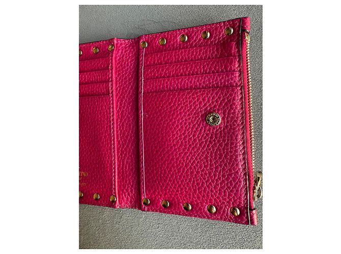 Valentino Garavani Rockstud Zip Kartenhalter Rosa Leder Pink - Ansicht 12