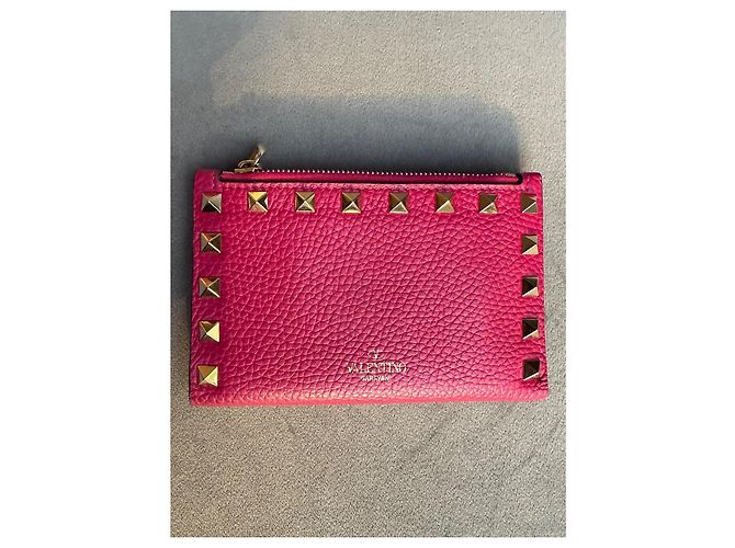 Valentino Garavani Rockstud Zip Kartenhalter Rosa Leder Pink - Ansicht 13
