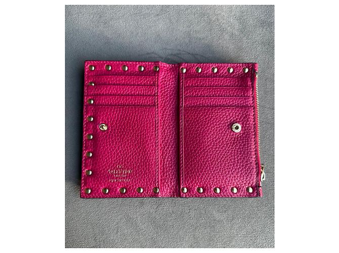 Valentino Garavani Rockstud Zip Kartenhalter Rosa Leder Pink - Ansicht 14
