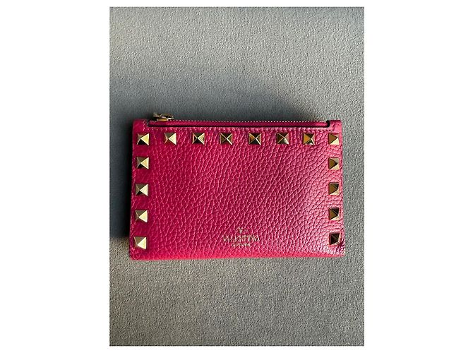 Valentino Garavani Rockstud Zip Kartenhalter Rosa Leder Pink - Ansicht 2