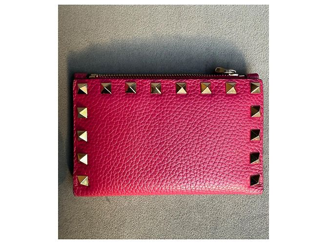 Valentino Garavani Rockstud Zip Kartenhalter Rosa Leder Pink - Ansicht 3