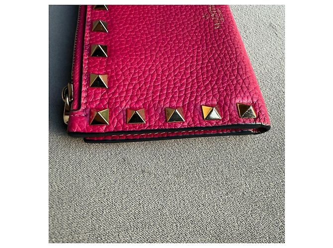 Valentino Garavani Rockstud Zip Kartenhalter Rosa Leder Pink - Ansicht 5
