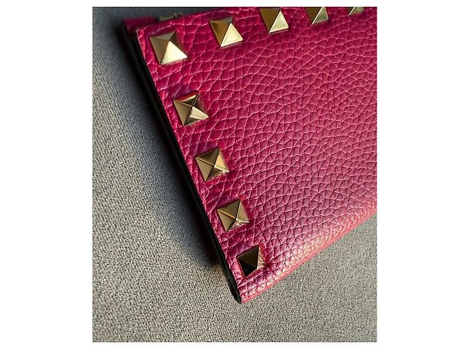Valentino Garavani Rockstud Zip Kartenhalter Rosa Leder Pink - Ansicht 7