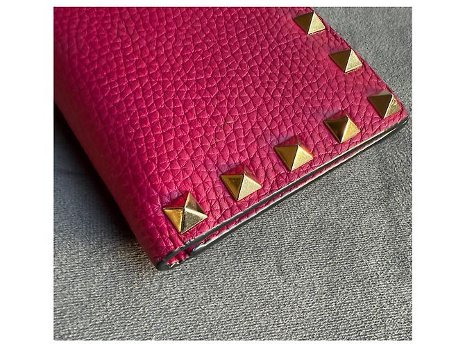 Valentino Garavani Rockstud Zip Kartenhalter Rosa Leder Pink - Ansicht 8