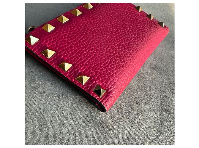 Valentino Garavani Rockstud Zip Kartenhalter Rosa Leder Pink - Ansicht 9