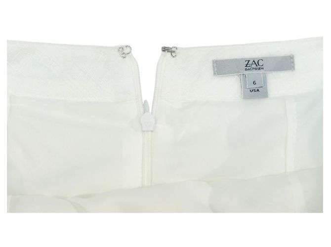Falda Zac Posen blanca con estampado de cuadros de algodón Blanco - vista 4
