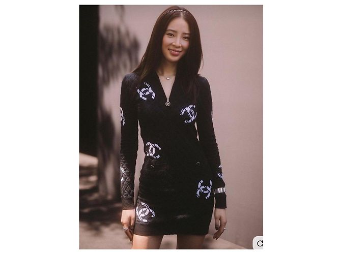 Chanel Coco neige Kleid aus Kaschmir schwarz - Ansicht 10