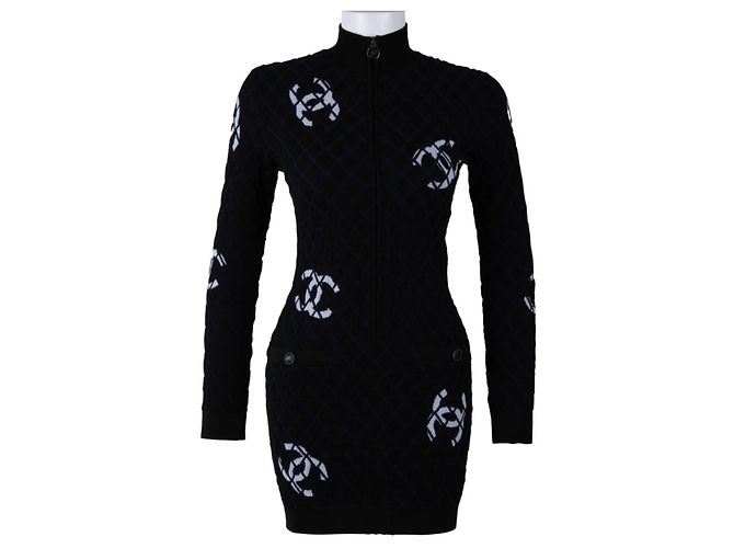 Chanel Coco neige Kleid aus Kaschmir schwarz - Ansicht 2