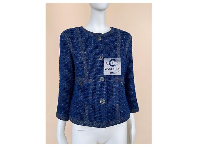 Chanel Royalblau Lesage Tweedjacke - Ansicht 3